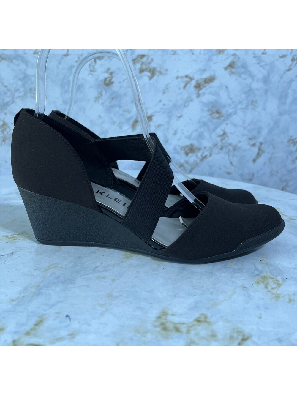 Anne Klein Women's Size 7M Shoes Black Slip On Comfort Career Wedge Mary Janes